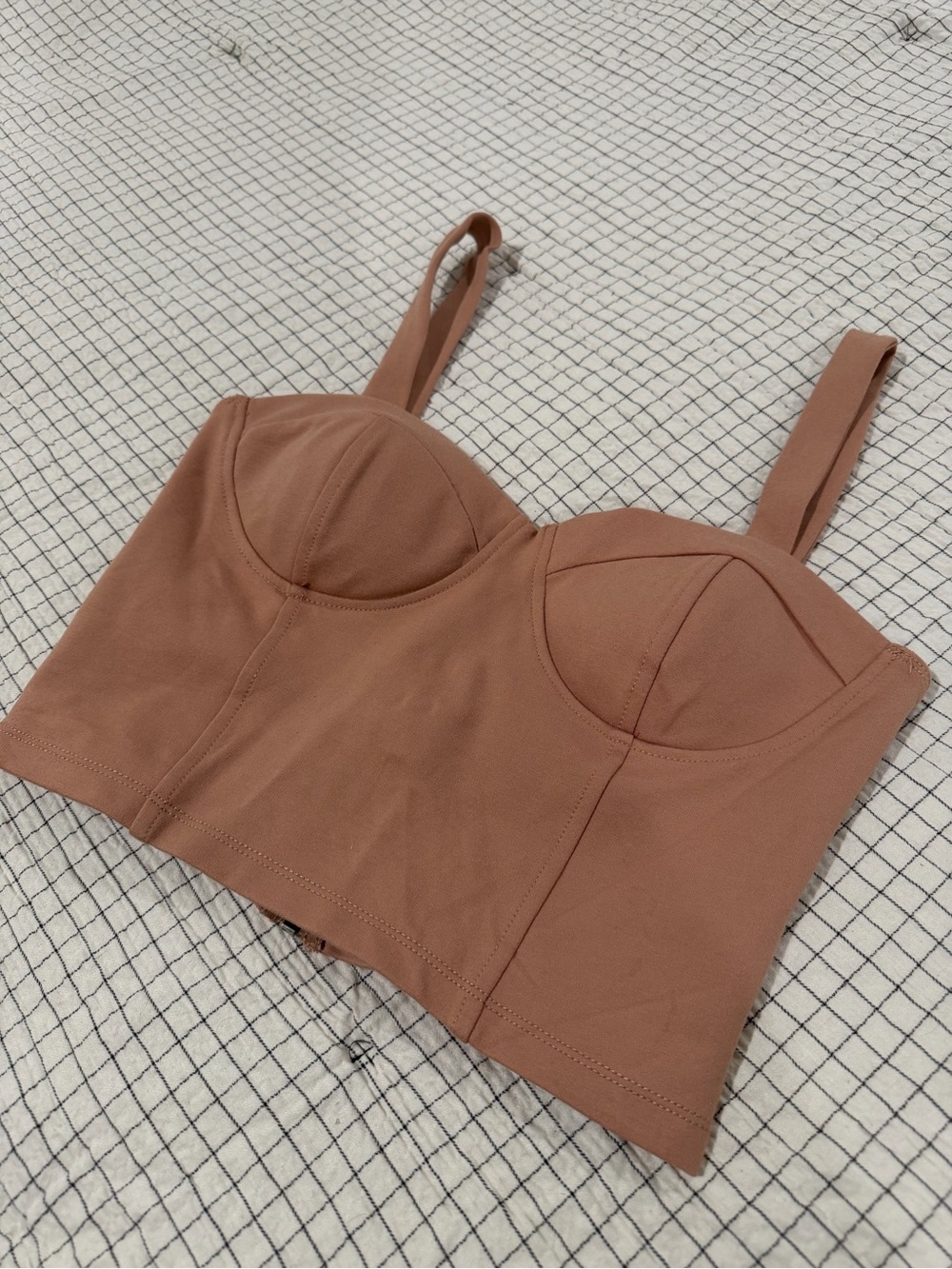 Women's Longline Bustier Crop Top - Brown